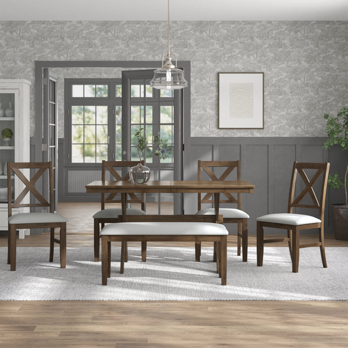 Laurel Foundry Modern Farmhouse Shawn 6 - Person Trestle Dining Set ...